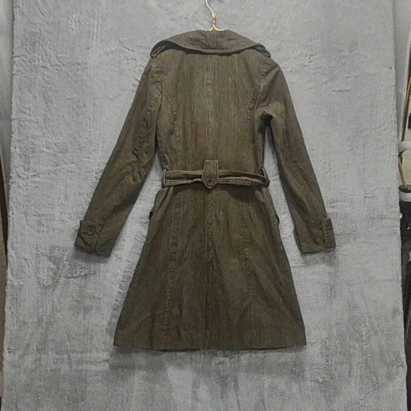 H&M Plaid Y2K Double Breasted Plaid Belt Tie And Pockets Trench Coat - Picture 4 of 16